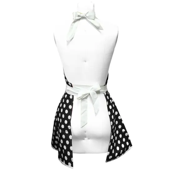 Wrapables Adjustable Flirty Hostess Apron, Black Polka Dots {4}