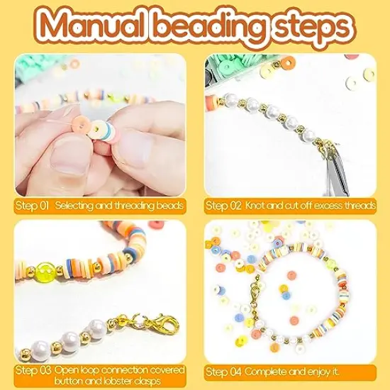 12220 pieces Clay Beads Clay Bead Bracelet Kit, 96 Colors Beads 6mm Flat Round Clay Heishi Beads for Bracelerts with Letter Beads Charm and Elastic Strings Friendship Bracelet Making Kit for Girls {3}