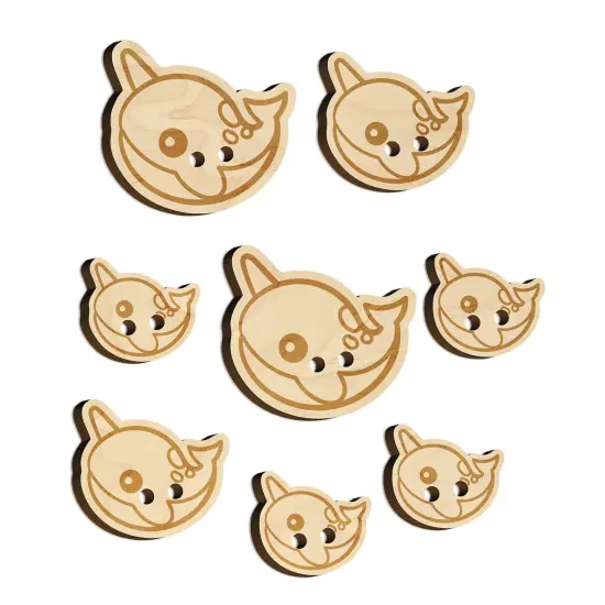 Kawaii Narwhal Wood Buttons for Sewing Knitting Crochet DIY Craft {7}