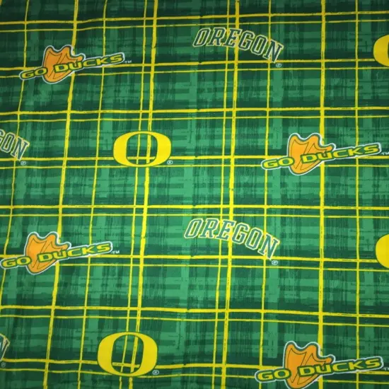 Sykel Enterprises-University of Oregon Cotton Fabric-Oregon Ducks Plaid Cotton Quilting Fabric {1}