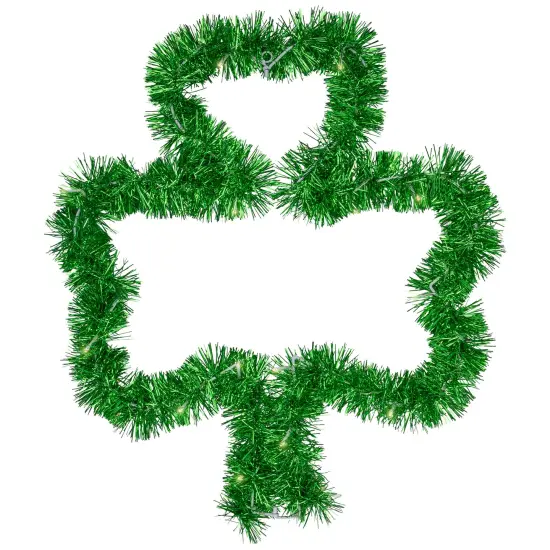 Northlight LED Lighted Tinsel Shamrock St. Patrick's Day Window Decoration - 25" Green {4}