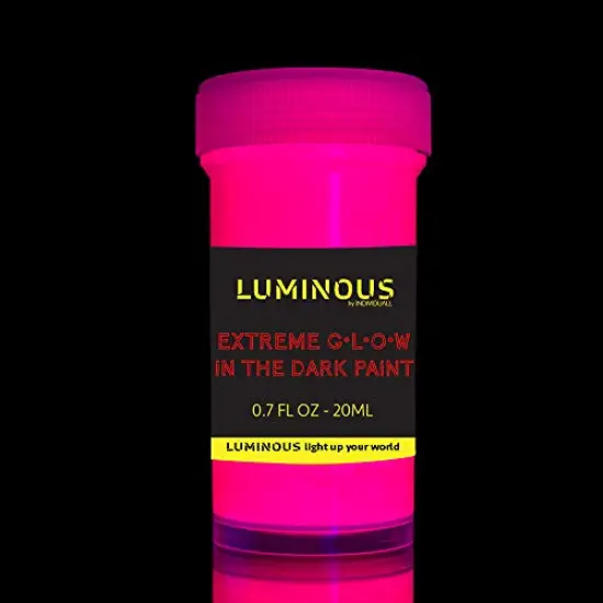 Set of 8 Extreme Glow in The Dark Paint - 20 ml / 0.7 fl oz pots - Self-Luminous Glowing Neon Paints &ndash; High Pigmentation Long-Lasting Phosphorescent Paints {6}