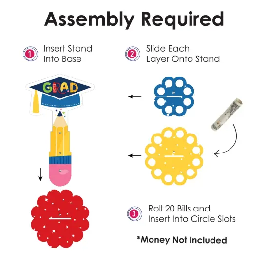 Big Dot of Happiness Elementary Grad - DIY Kids Graduation Party Money Holder Gift - Cash Cake {5}