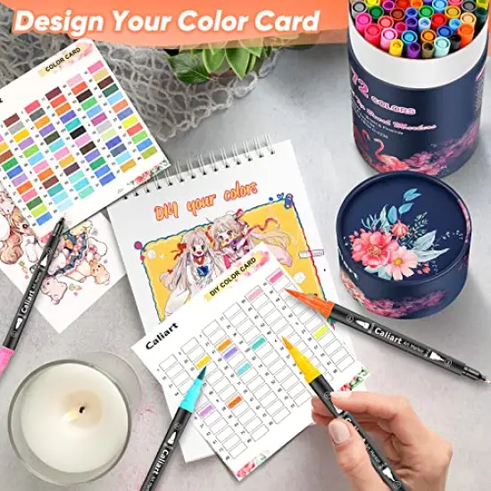 34 Double Tip Brush Pens Art Markers, Artist Fine & Brush Pen Coloring Markers for Kids Adult Book Halloween Journaling Note Taking Lettering Calligraphy Drawing Art Craft Supplies Kit {2}