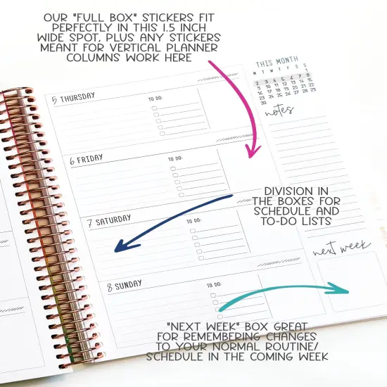 2025 Planner - Horizontal Layout, Spiral Bound - "Teal Strokes" (#102) {6}