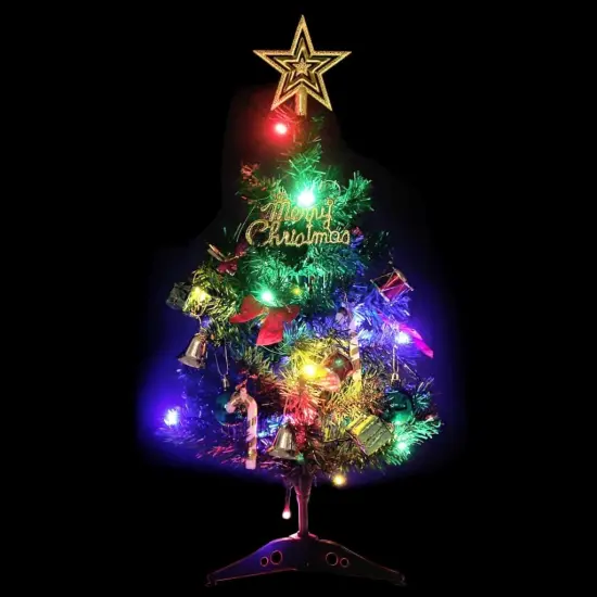Mini Artificial Christmas Tree with 20 LEDs Green 17.7" {2}