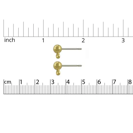 JewelrySupply 4mm Ball Posts with Closed Ring Gold Plate Surgical Stainless Steel Post (2-Pcs) {2}