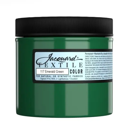 8 Oz Fabric Paint for Clothes -Textile Color - Emerald Green - Leaves Fabric Soft - Permanent and Colorfast - Professional Quality Paints Made in USA - Holds up Exceptionally Well to Washing {1}