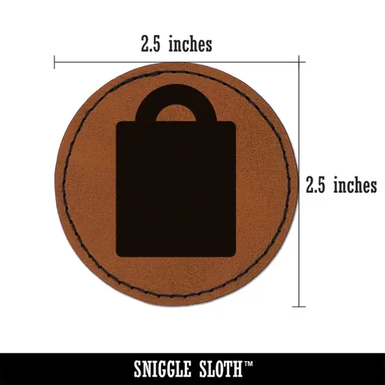 Grocery Tote Bag Purse Solid Round Iron-On Engraved Faux Leather Patch Applique - 2.5" Brown {2}