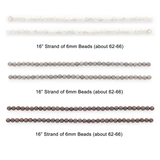 Judy Filigree Metal 6mm Beads Value Pack | Antique Silver/Copper/Silver {3}