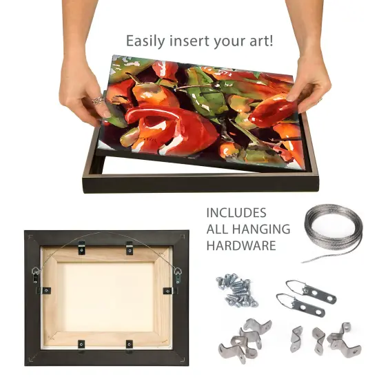 Creative Mark Illusions Floater Frame For 3/4" Deep Canvases - Natural Wood - Set of 4 - Ideal for Galleries & Home Decor - Wood Float Frame for Canvas Paintings- Complete Hanging Hardware {5}