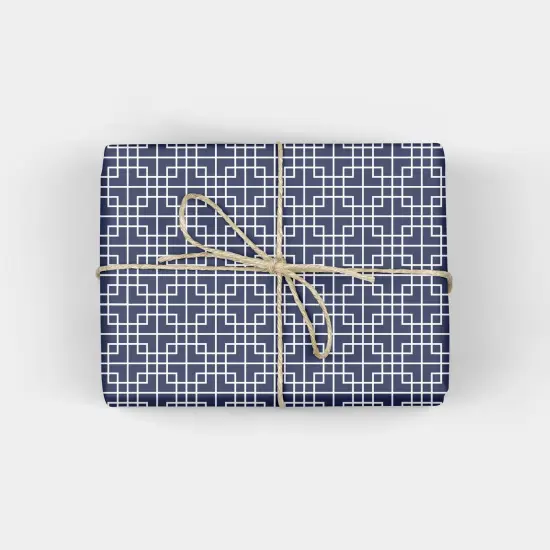 Indigo Chinese Lattice Wrapping Paper {1}