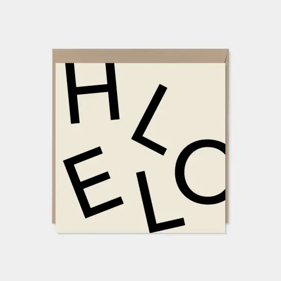 HELLO Square Greeting Card, Cream, {1}