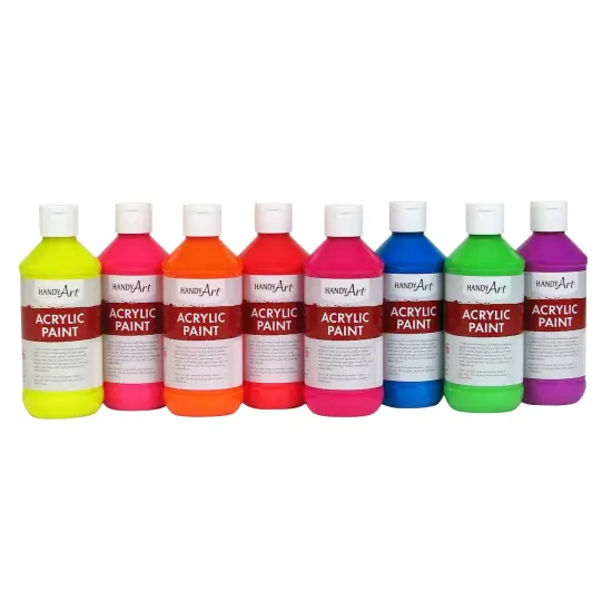 Fluorescent Acrylic Paint, 8 oz, Set of 8 {1}