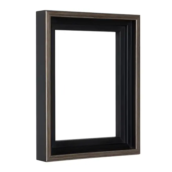 Creative Mark Illusions Floater Frame For 3/4" Deep Canvases - Black w/ Antique Silver Edge - For Galleries & Home Decor - Wood Composite Float Frame for Canvas Paintings- Complete Hanging Hardware {1}
