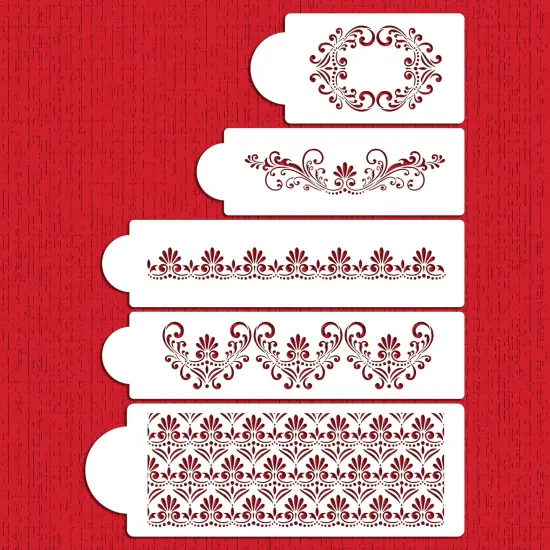 Fleur De Lis Cake Stencil Set | C490 by Designer Stencils | Cake Decorating Tools | Baking Stencils for Royal Icing, Airbrush, Dusting Powder | Reusable Plastic Food Grade Stencil for Cakes | Easy to Use & Clean Cake Stencil {1}