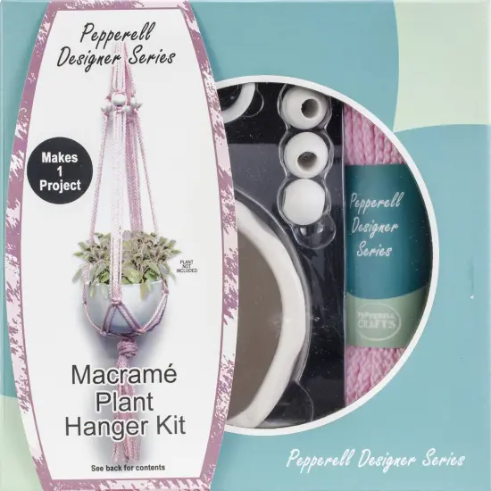 Pepperell Designer Series Macrame Plant Hanger Kit-Pink {1}