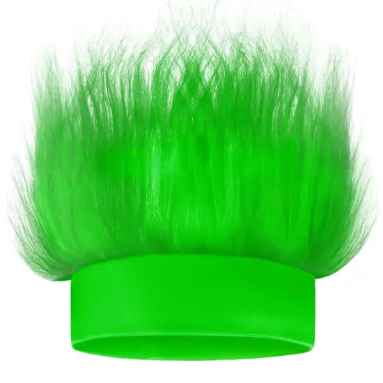 Hairy Costume Headband - Fun Fuzzy Crazy Hair Wig Troll Green {2}