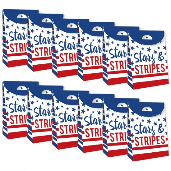 Big Dot of Happiness Stars & Stripes - Patriotic Gift Favor Bags - Party Goodie Boxes - Set of 12 {6}