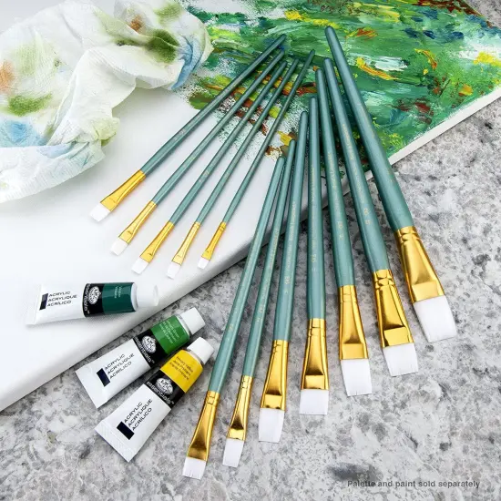 Royal & Langnickel(R) White Taklon Flat Value Pack Brush Set-12/Pkg {5}