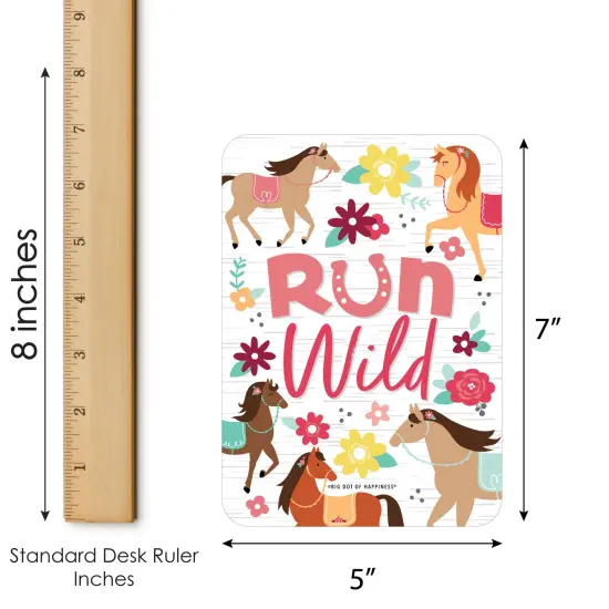 Big Dot of Happiness Run Wild Horses - Picture Bingo Cards and Markers - Pony Birthday Party Shaped Bingo Game - Set of 18 {6}