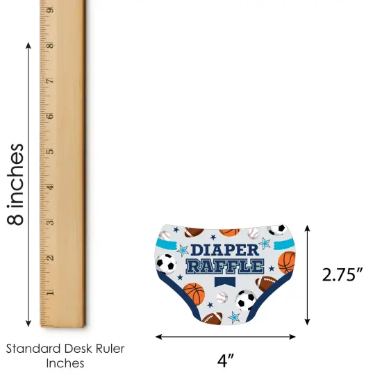 Big Dot of Happiness Go, Fight, Win - Sports - Diaper Shaped Raffle Ticket Inserts - Baby Shower Activities - Diaper Raffle Game - Set of 24 {4}