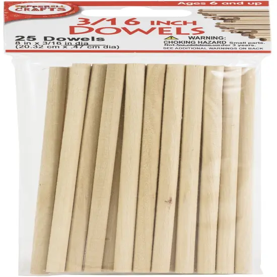Pepperell Crafts Dowels 25/Pkg-0.1875"X8" {1}