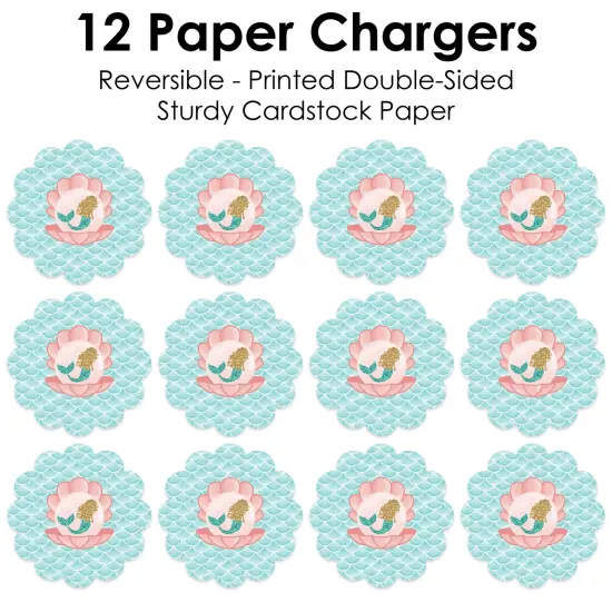 Big Dot of Happiness Let&rsquo;s Be Mermaids - Baby Shower or Birthday Party Round Table Decorations - Paper Chargers - Place Setting For 12 {7}