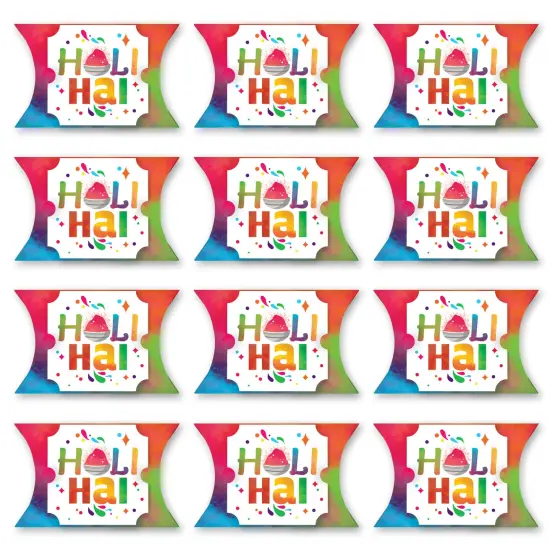 Big Dot of Happiness Holi Hai - Favor Gift Boxes - Festival of Colors Party Large Pillow Boxes - Set of 12 {6}