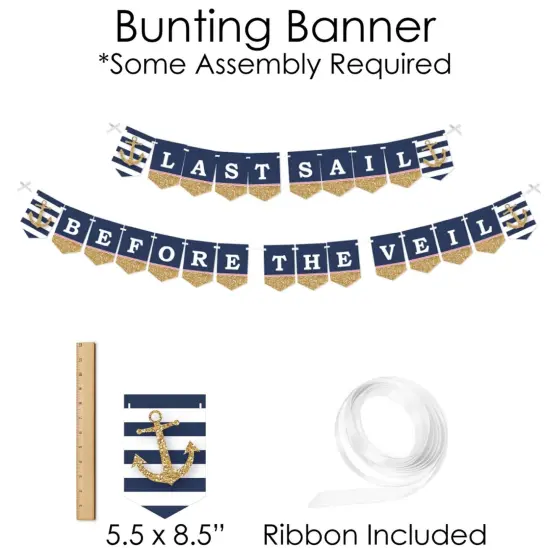 Big Dot of Happiness Last Sail Before the Veil - Banner & Photo Booth Decor - Nautical Bachelorette Party and Bridal Supplies Kit - Doterrific Bundle {6}