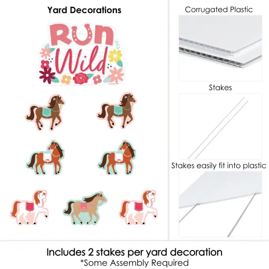 Big Dot of Happiness Run Wild Horses - Yard Sign and Outdoor Lawn Decorations - Pony Birthday Party Yard Signs - Set of 8 {6}