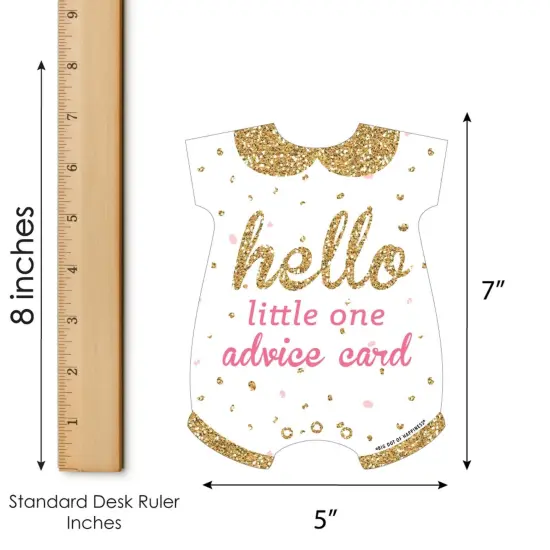 Big Dot of Happiness Hello Little One - Pink and Gold - Baby Bodysuit Wish Card Girl Baby Shower Activities - Shaped Advice Cards Game - Set of 20 {6}