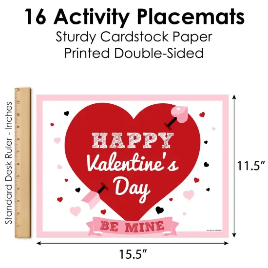 Big Dot of Happiness Conversation Hearts - Paper Valentine's Day Party Coloring Sheets - Activity Placemats - Set of 16 {6}