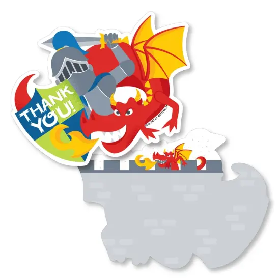 Big Dot of Happiness Calling All Knights and Dragons - Shaped Thank You Cards - Medieval or Birthday Party Thank You Cards with Envelopes - Set of 12 {1}