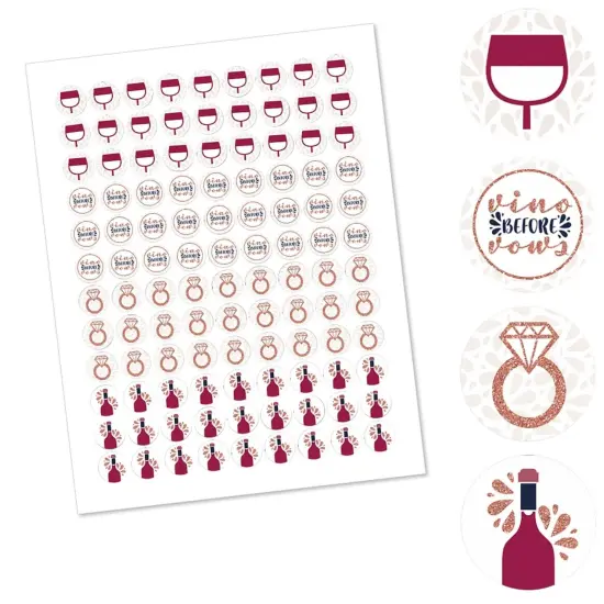 Big Dot of Happiness Vino Before Vows - Winery Bridal Shower or Bachelorette Round Candy Sticker Favors - Labels Fits Chocolate Candy (1 sheet of 108) {3}