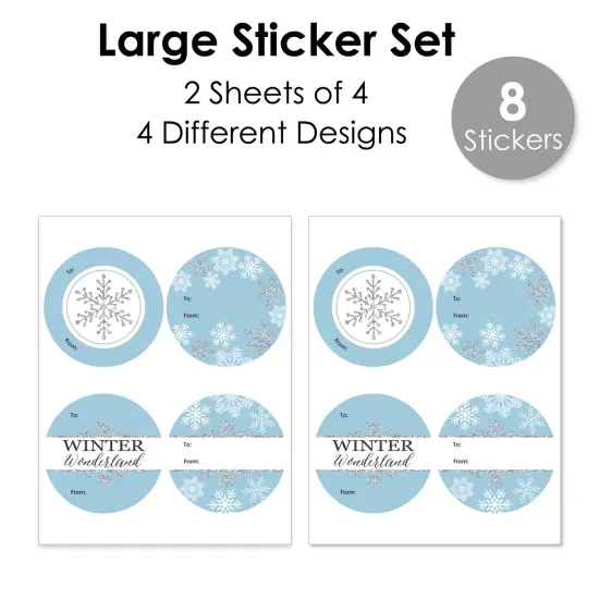 Big Dot of Happiness Winter Wonderland - Round Snowflake Holiday Party and Winter Wedding To and From Gift Tags - Large Stickers - Set of 8 {4}