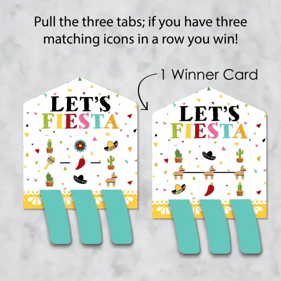 Big Dot of Happiness Let's Fiesta - Fiesta Game Pickle Cards - Pull Tabs 3-in-a-Row - Set of 12 {4}