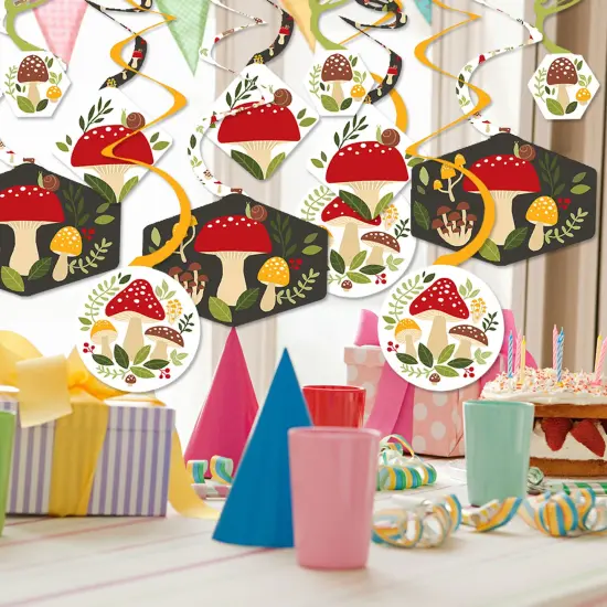 Big Dot of Happiness Wild Mushrooms - Red Toadstool Party Hanging Decor - Party Decoration Swirls - Set of 40 {3}