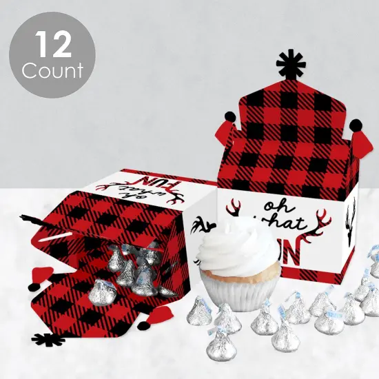 Big Dot of Happiness Prancing Plaid - Treat Box Party Favors - Reindeer Holiday and Christmas Party Goodie Gable Boxes - Set of 12 {4}