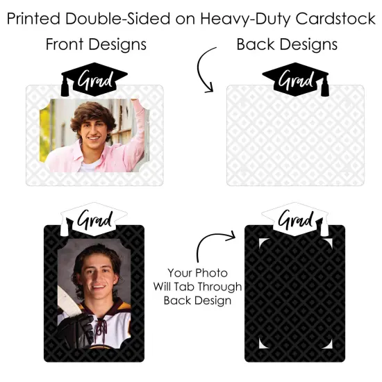 Big Dot of Happiness Black and White Grad - Best is Yet to Come - Graduation Party Picture Centerpiece Sticks - Photo Table Toppers - 15 Pieces {7}