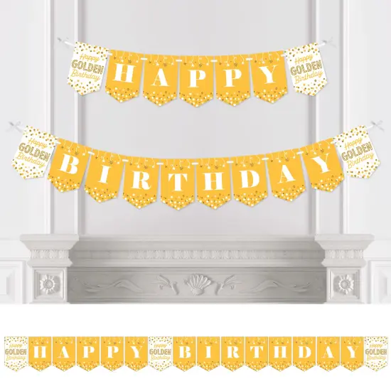 Big Dot of Happiness Golden Birthday - Birthday Party Bunting Banner - Party Decorations - Happy Birthday {1}