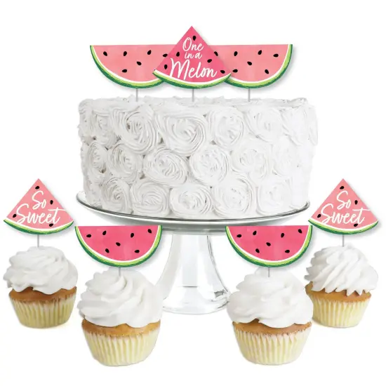 Big Dot of Happiness Sweet Watermelon - Dessert Cupcake Toppers - Fruit Party Clear Treat Picks - Set of 24 {1}