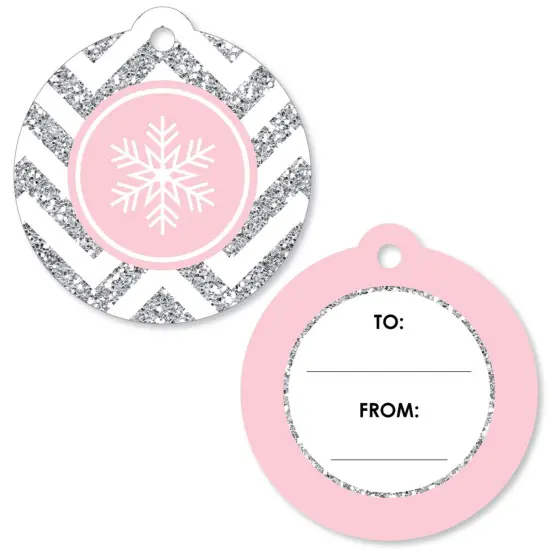 Big Dot of Happiness Pink Winter Wonderland - Holiday Snowflake to and from Favor Gift Tags (Set of 20) {1}