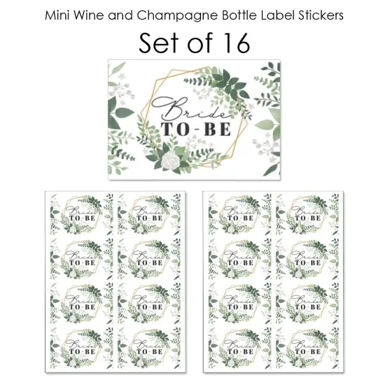 Big Dot of Happiness Boho Botanical Bride - Mini Wine & Champagne Bottle Label Stickers - Greenery Bridal Shower & Wedding Party Favor Gift for 16 Ct {7}