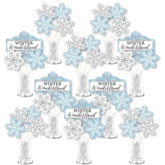 Big Dot of Happiness Winter Wonderland - Snowflake Holiday Party and Winter Wedding Centerpiece Sticks - Showstopper Table Toppers - 35 Pieces {1}