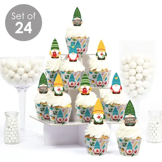 Big Dot of Happiness Garden Gnomes - Cupcake Decoration - Forest Gnome Party Cupcake Wrappers and Treat Picks Kit - Set of 24 {3}
