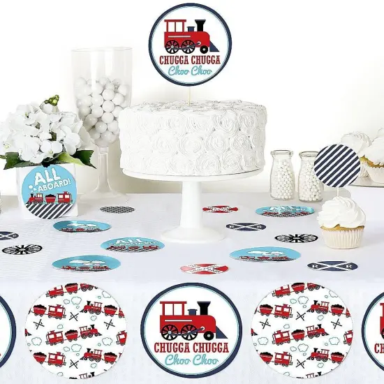 Big Dot of Happiness Railroad Party Crossing - Steam Train Birthday Party or Baby Shower Giant Circle Confetti - Party D&eacute;cor - Large Confetti 27 Count {6}