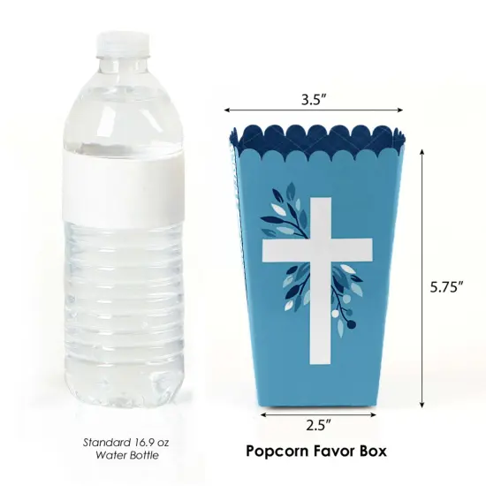 Big Dot of Happiness Blue Elegant Cross - Boy Religious Party Favor Popcorn Treat Boxes - Set of 12 {3}