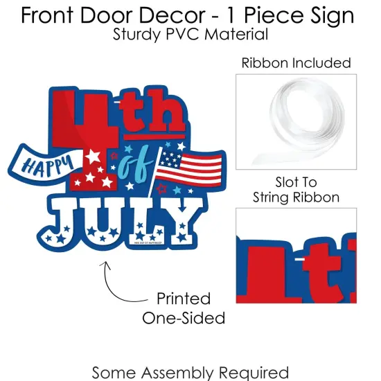 Big Dot of Happiness Firecracker 4th of July - Hanging Porch Red, White and Royal Blue Party Outdoor Decorations - Front Door Decor - 1 Piece Sign {6}