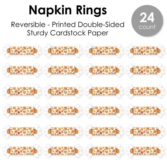 Big Dot of Happiness Fall Pumpkin - Halloween or Thanksgiving Party Paper Napkin Holder - Napkin Rings - Set of 24 {7}